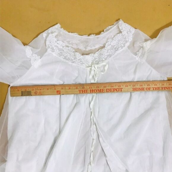 Night gown Victorian Lace Vtg Double Layer Robe - Picture 7 of 7